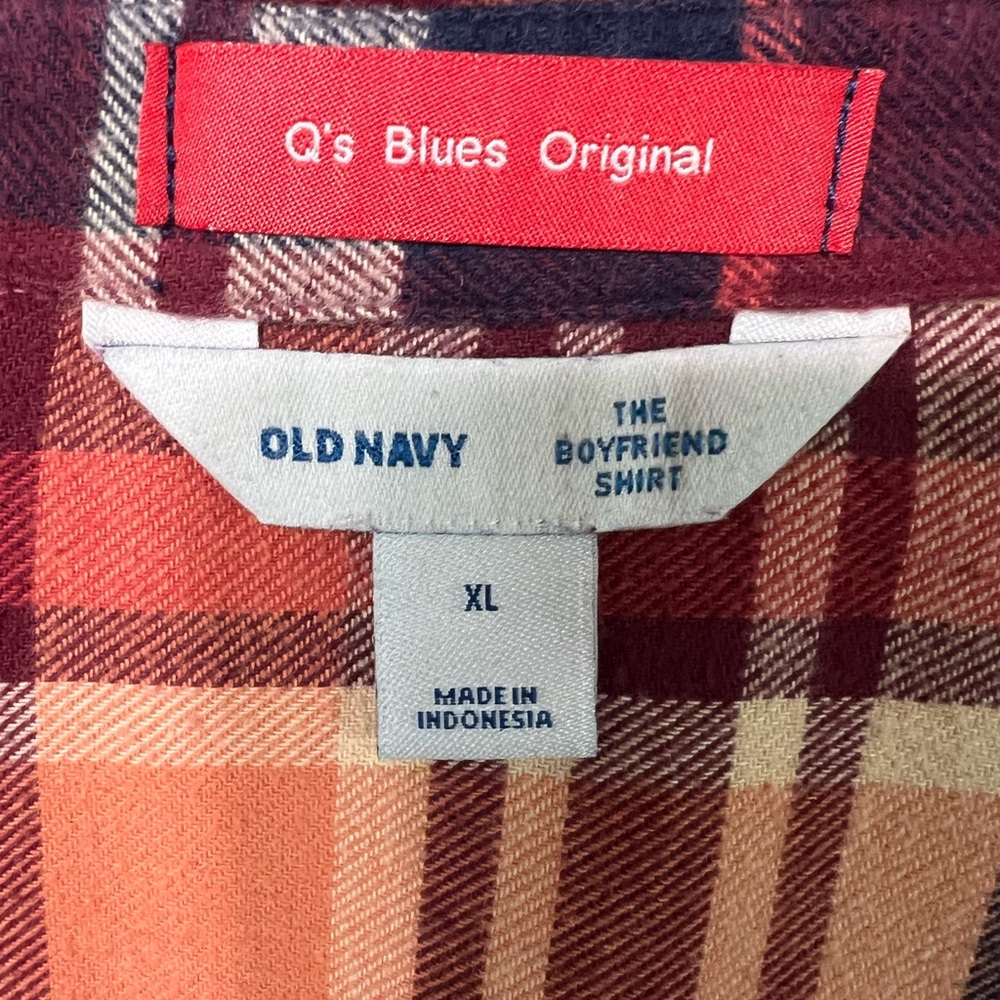 Upcycled Plaid Surf Team Shirt - Red and Orange - Picture 4 of 4